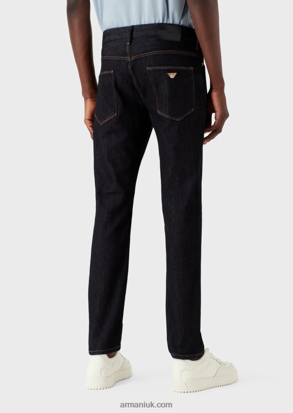 J06 Slim-Fit Fake-Knit Denim Jeans Men VP6Z81161 Armani Dark Blue