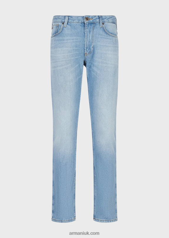 J06 Slim-Fit Jeans In Vintage-Look Stretch Denim Men VP6Z81157 Armani Light Blue