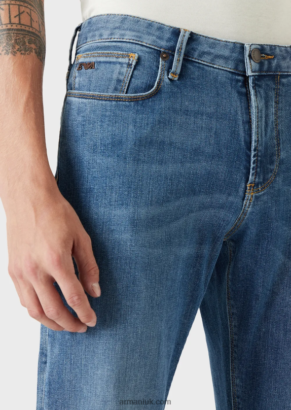 J06 Slim-Fit, Washed, Twill Comfort-Denim Jeans Men VP6Z81178 Armani Azure