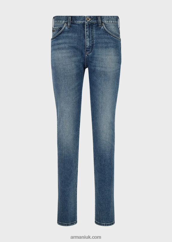 J16 Slim-Fit, Stone-Washed, Vintage-Look, Denim Jeans Men VP6Z81173 Armani Medium Blue