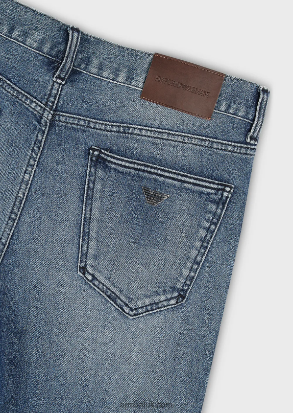 J16 Slim-Fit, Stone-Washed, Vintage-Look, Denim Jeans Men VP6Z81173 Armani Medium Blue