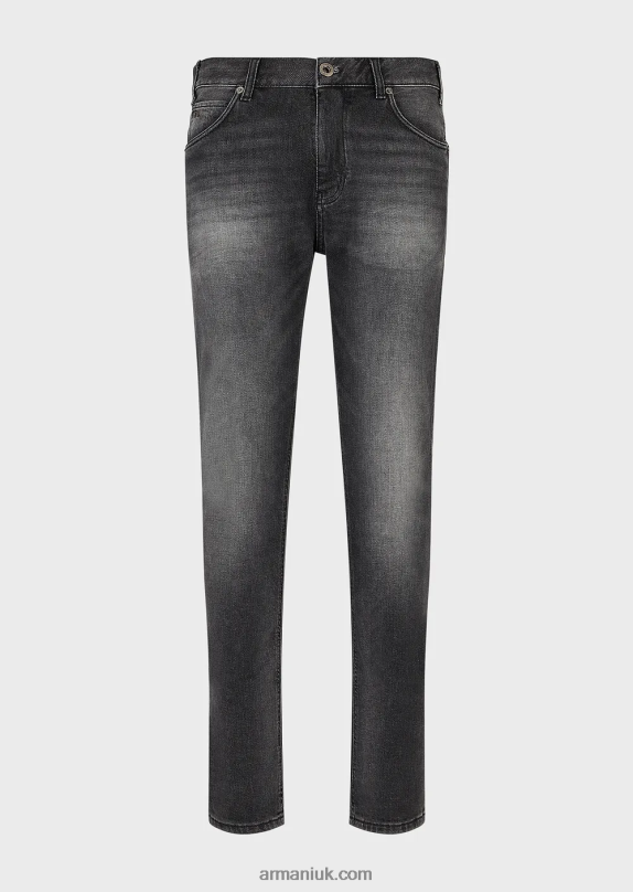 J16 Slim-Fit, Stone-Washed, Vintage-Look, Denim Jeans Men VP6Z81174 Armani Gray