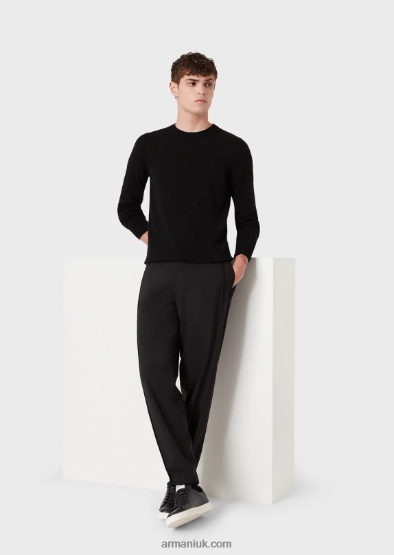 Pure Cashmere Crew-Neck Jumper Men VP6Z81266 Armani Black