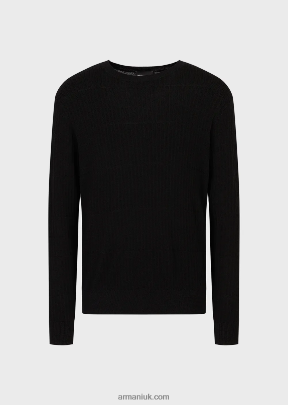 Pure Virgin-Wool Jumper With Geometric Jacquard Motif Men VP6Z81245 Armani Black