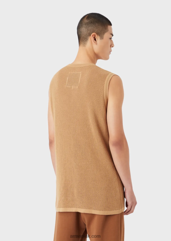 Sustainable Collection Oversized Tank Top Made From A Recycled-Yarn Knitted Mesh Men VP6Z81256 Armani