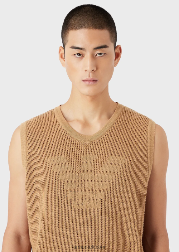 Sustainable Collection Oversized Tank Top Made From A Recycled-Yarn Knitted Mesh Men VP6Z81256 Armani