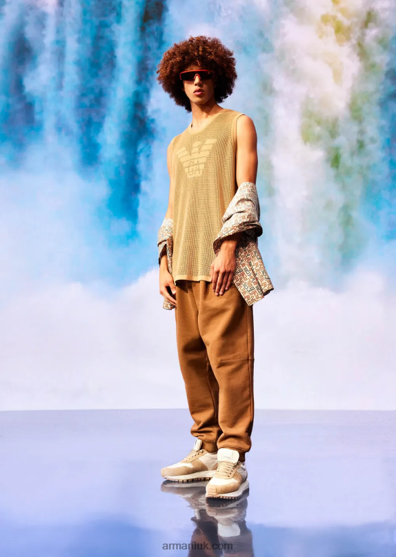 Sustainable Collection Oversized Tank Top Made From A Recycled-Yarn Knitted Mesh Men VP6Z81256 Armani