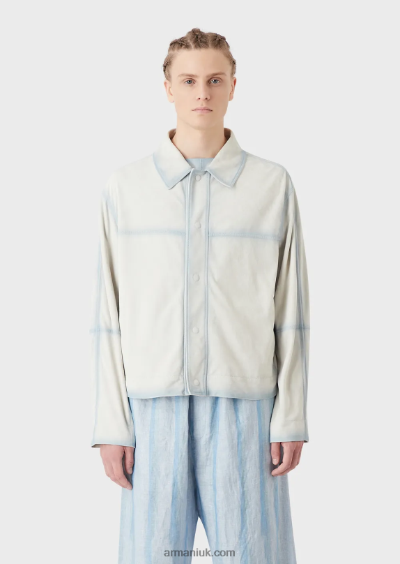 Lightweight Goatskin Suede Blouson With Handcrafted Gradient Effect Men VP6Z81293 Armani Ice