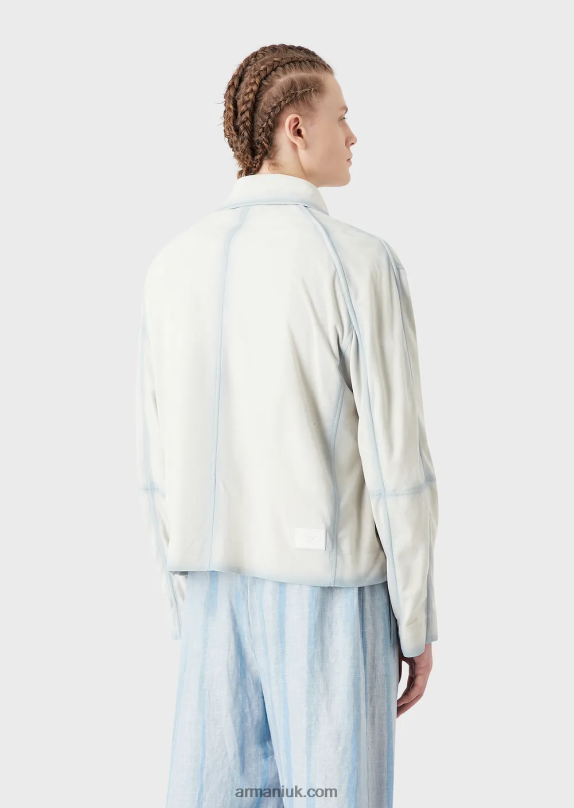 Lightweight Goatskin Suede Blouson With Handcrafted Gradient Effect Men VP6Z81293 Armani Ice