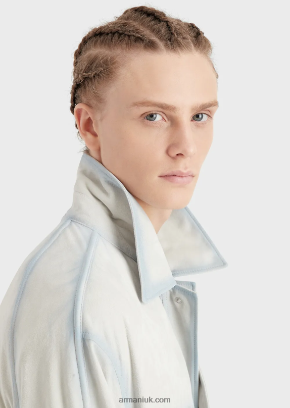 Lightweight Goatskin Suede Blouson With Handcrafted Gradient Effect Men VP6Z81293 Armani Ice