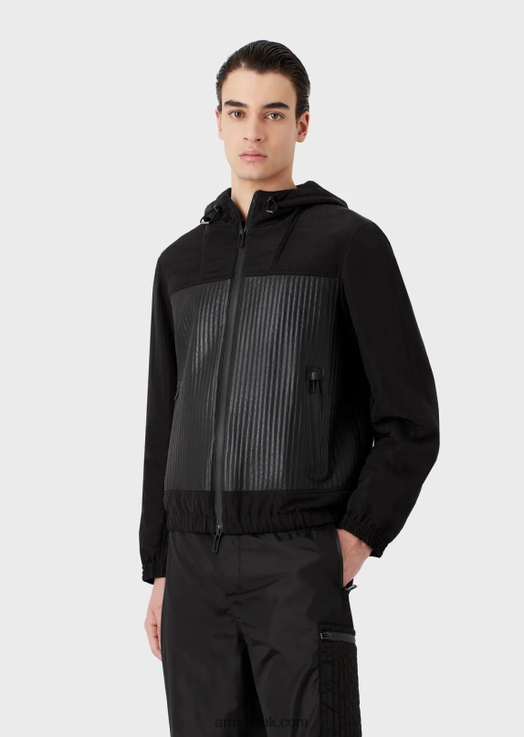 Nappa-Lambskin Blouson With Water-Repellent Nylon Inserts Men VP6Z81286 Armani Black