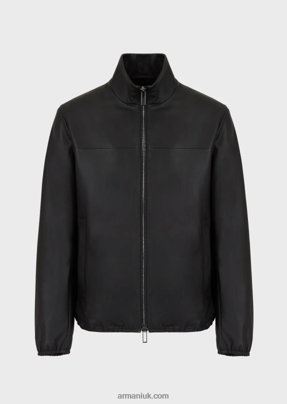 Semi-Aniline Nappa Lambskin Blouson With Full-Length Zip Men VP6Z81298 Armani Black