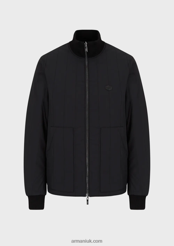 Quilted Nylon And Knit Reversible Blouson With Logo Patch Men VP6Z81360 Armani Black