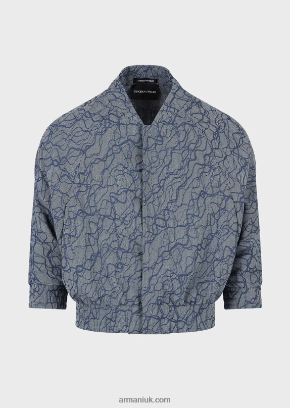 Short-Sleeved Blouson In Jacquard-Pattern Wool Crepe Men VP6Z81345 Armani Pattern