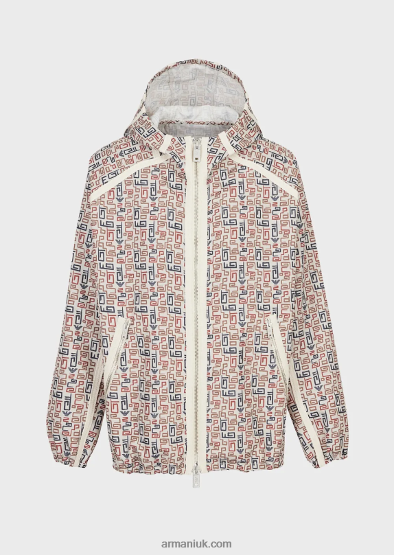 Sustainable Collection Blouson With Zip And Hood In Organic Ripstop With An All-Over Print Men VP6Z81349 Armani