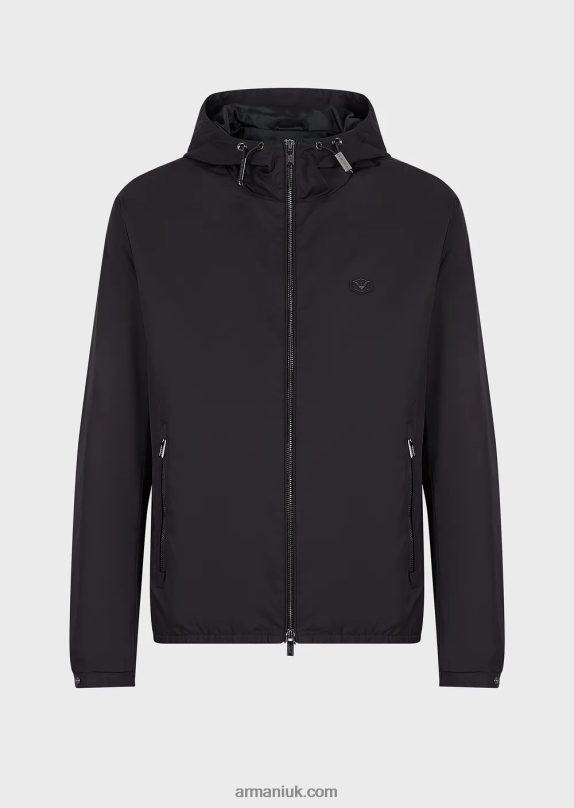 Water-Repellent Nylon Blouson With Hood And Logo Patch Men VP6Z81343 Armani Navy Blue