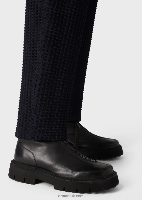 3D-Effect Houndstooth Stretch-Wool Trousers With Elasticated Waist Men VP6Z81397 Armani