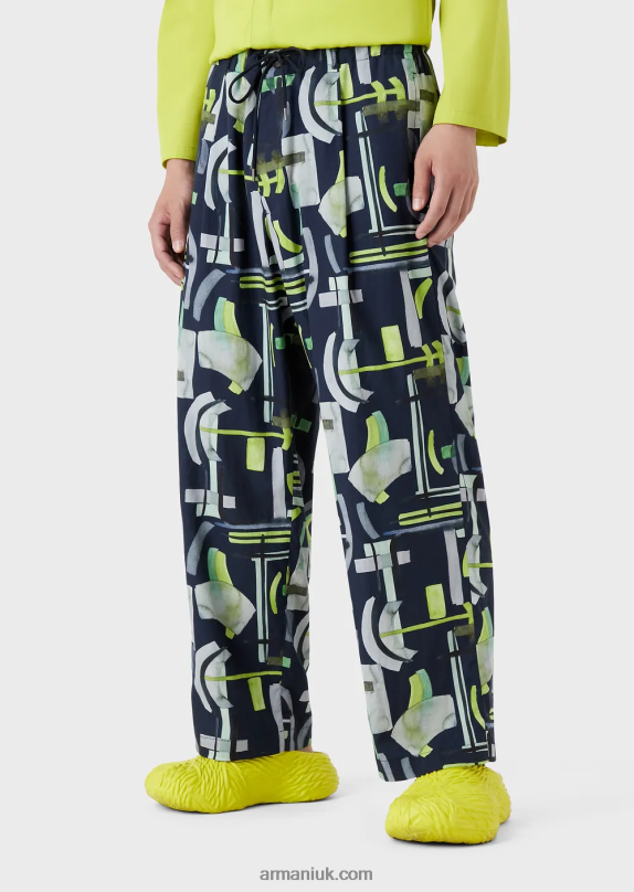 All-Over Pattern Lyocell-Blend Drawstring Trousers Men VP6Z81367 Armani Pattern