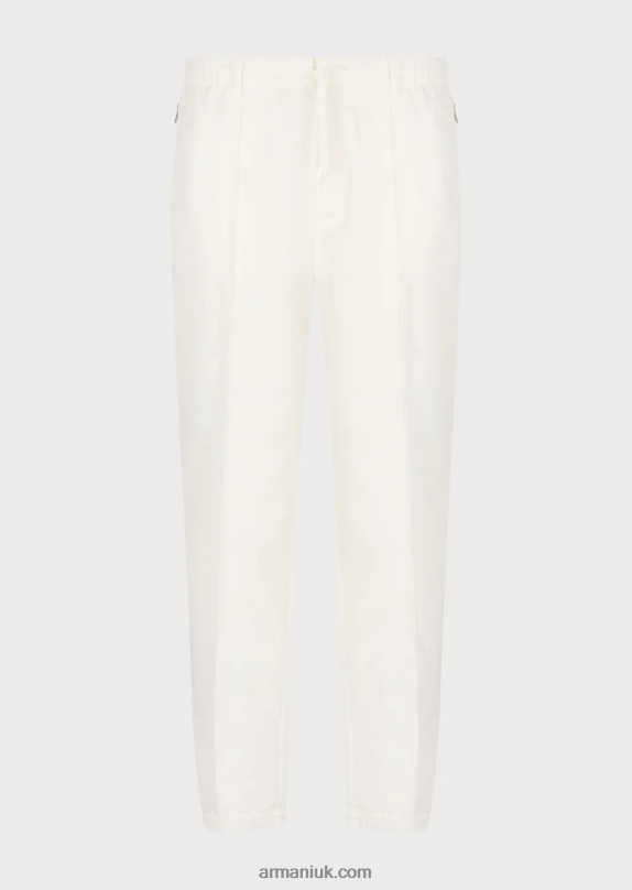 Drawstring Trousers In Lightweight Lyocell-Blend Satin Men VP6Z81475 Armani White