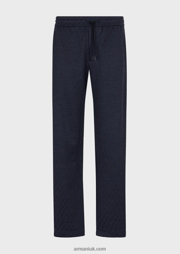 Jersey Drawstring Trousers With Embossed Jacquard Stylized Eagle Men VP6Z81399 Armani Navy Blue