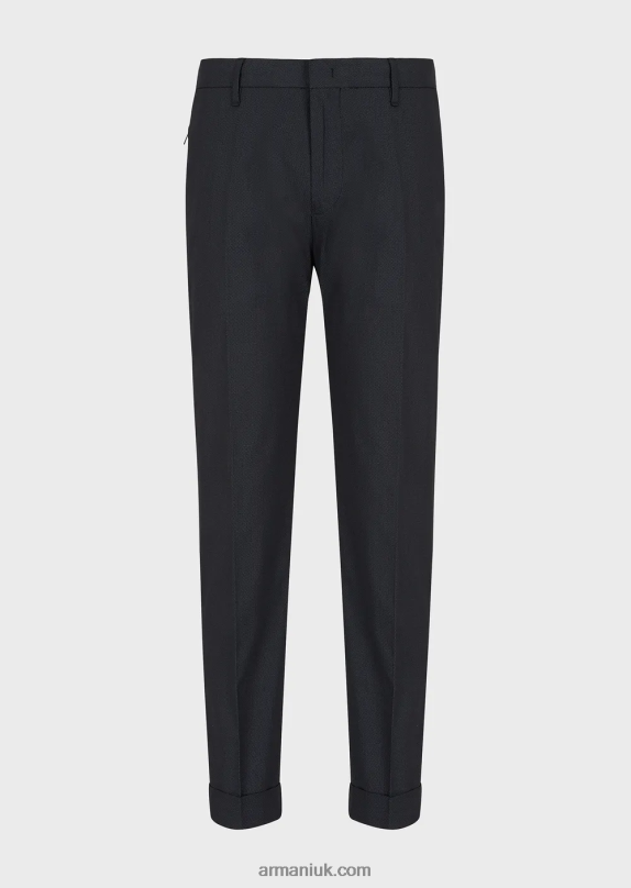 Micro-Textured Chinos With Turn-Ups Men VP6Z81503 Armani Black