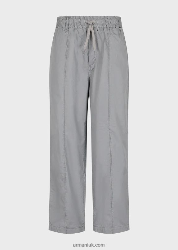 Pima Poplin Drawstring Trousers Men VP6Z81471 Armani Light Gray