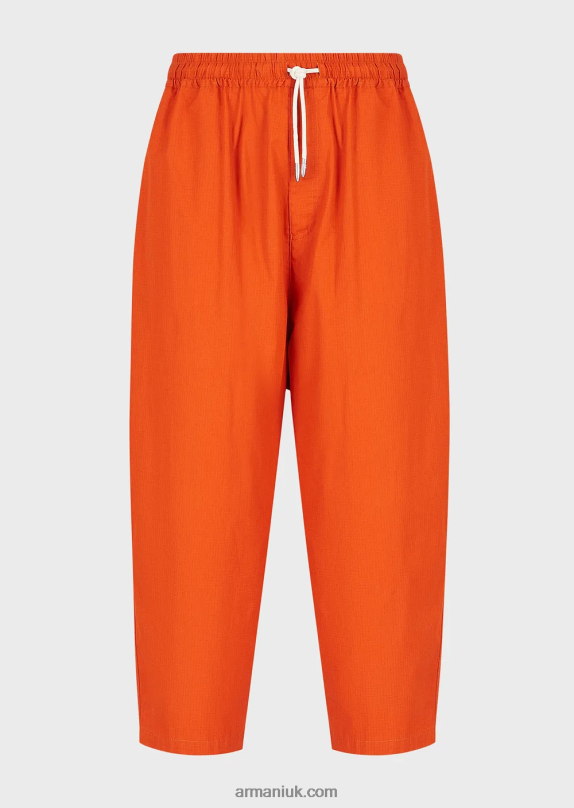 Sustainable Collection Organic Ripstop 7/8 Drawstring Trousers Men VP6Z81517 Armani Red