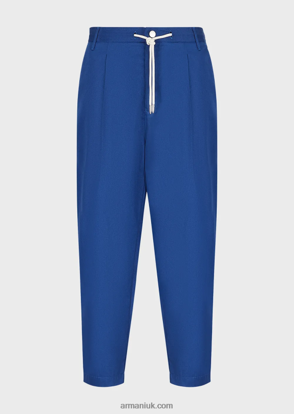 Sustainable Collection Organic-Twill 7/8 Trousers With Darts And Drawstring Men VP6Z81516 Armani Blue