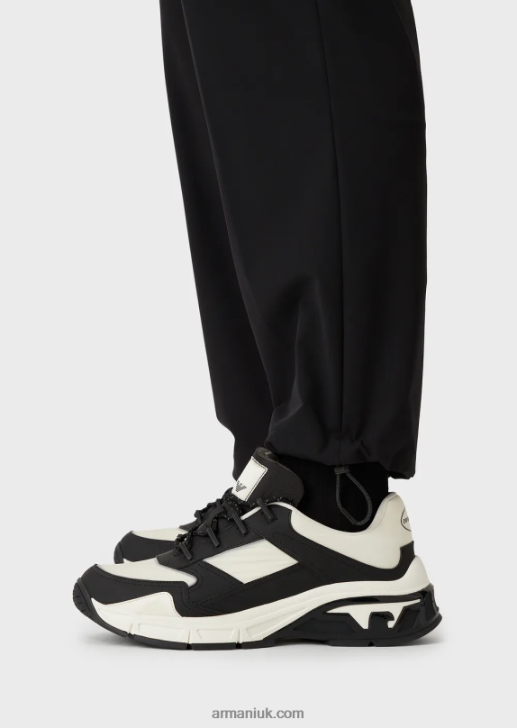 Travel Essentials Water-Repellent, Two-Way Stretch Technical-Nylon Trousers Men VP6Z81386 Armani Black