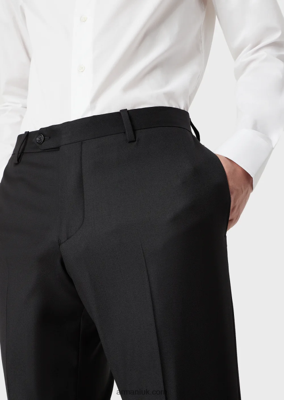Worsted Virgin-Wool, Creased Trousers Men VP6Z81450 Armani Black