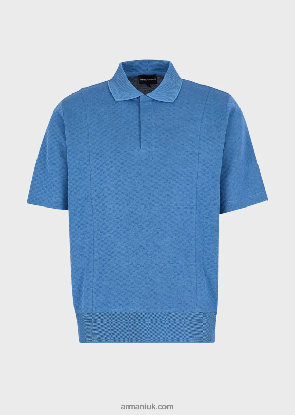 Jacquard-Knit Polo Shirt With Micro Pattern Men VP6Z81539 Armani Azure