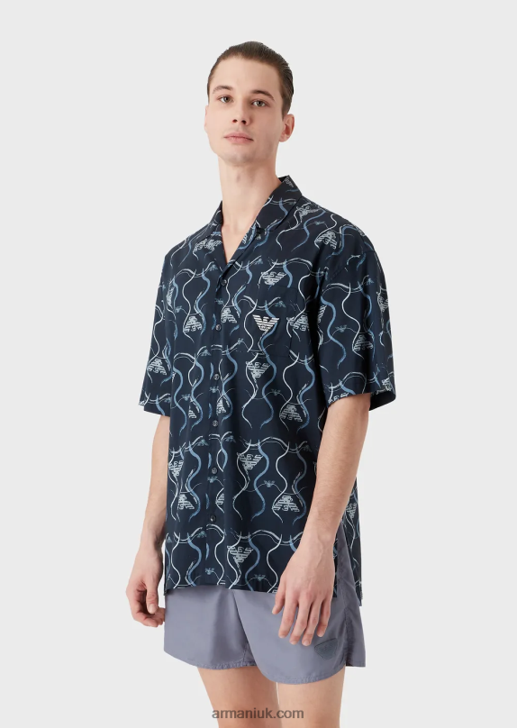 Beach Shirt With All-Over Graphic Pattern Men VP6Z8982 Armani Pattern