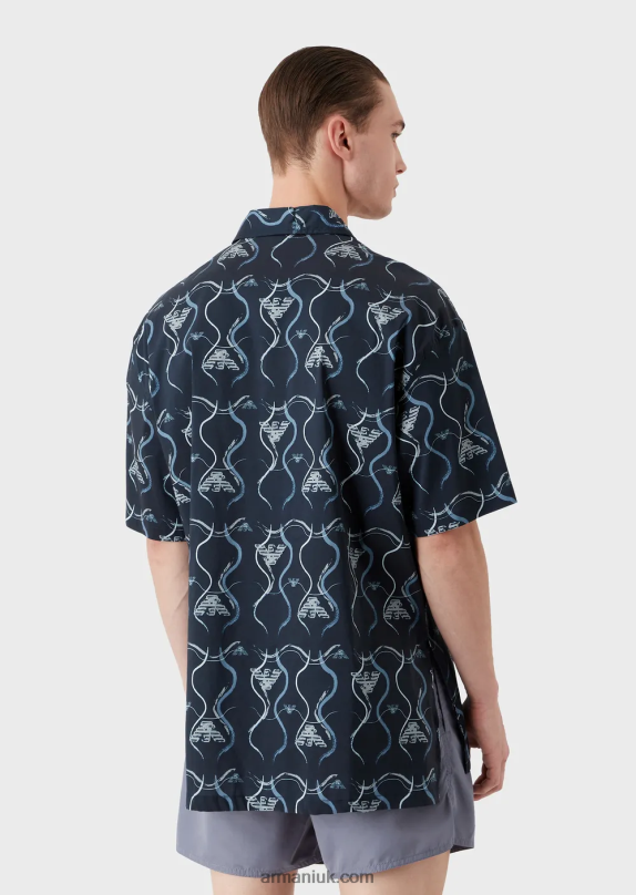 Beach Shirt With All-Over Graphic Pattern Men VP6Z8982 Armani Pattern