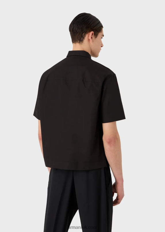 Pima Poplin Short-Sleeved Shirt With Pockets Men VP6Z81058 Armani Black