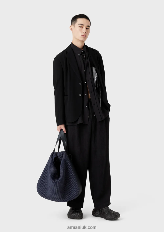 Short-Sleeved Button-Down Shirt In Peachskin Modal Men VP6Z81060 Armani Black