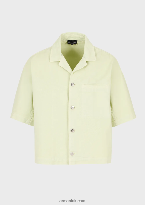 Short-Sleeved Denim Blouson With L'Amour Embroidery Men VP6Z81086 Armani Lime Green