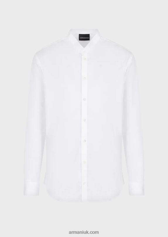 Stretch Satin, Guru-Collared, Modern-Fit Shirt Men VP6Z81143 Armani White