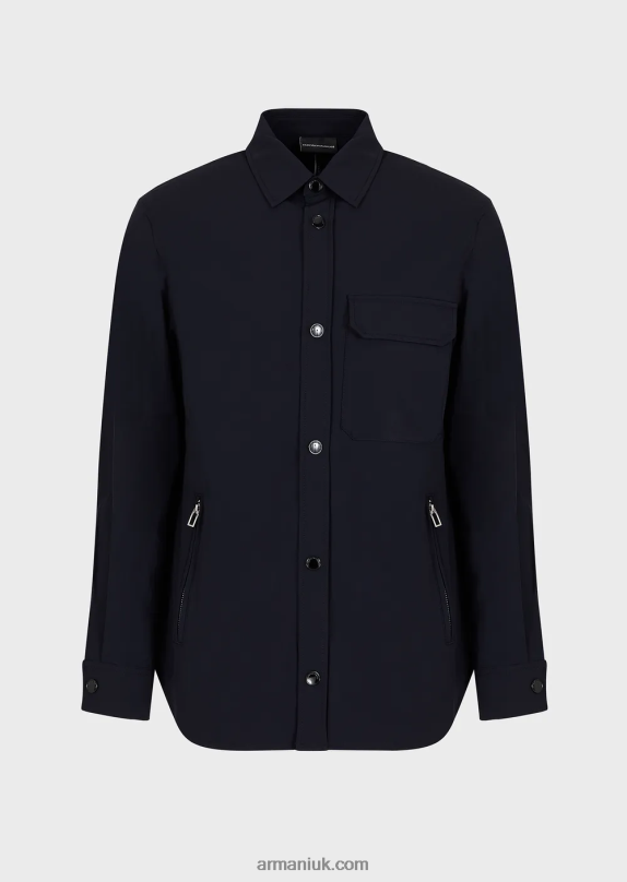 Two-Way Stretch Technical-Nylon Shirt With Pockets Men VP6Z81095 Armani Navy Blue