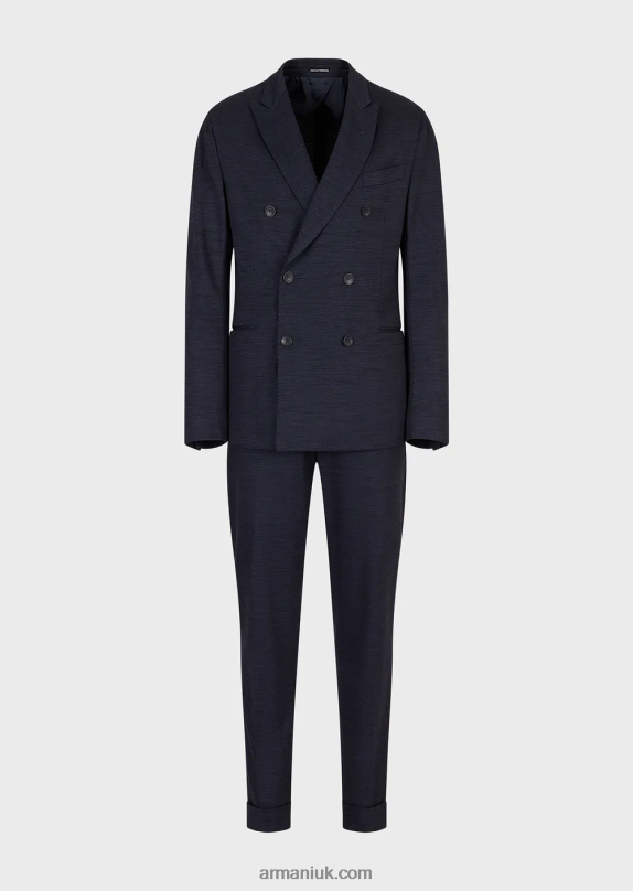 Modern-Fit Double-Breasted Suit In Eucalyptus Wool Blend Jersey Men VP6Z81466 Armani