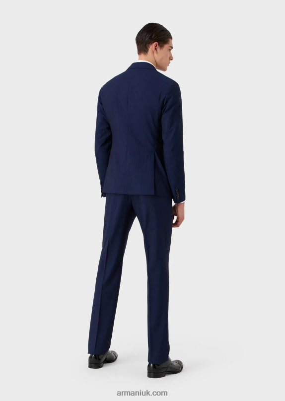 Modern-Fit Single-Breasted Suit In An Ultra-Light Virgin-Wool Blend Solaro Fabric Men VP6Z81464 Armani Blue
