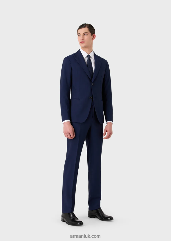 Modern-Fit Single-Breasted Suit In An Ultra-Light Virgin-Wool Blend Solaro Fabric Men VP6Z81464 Armani Blue