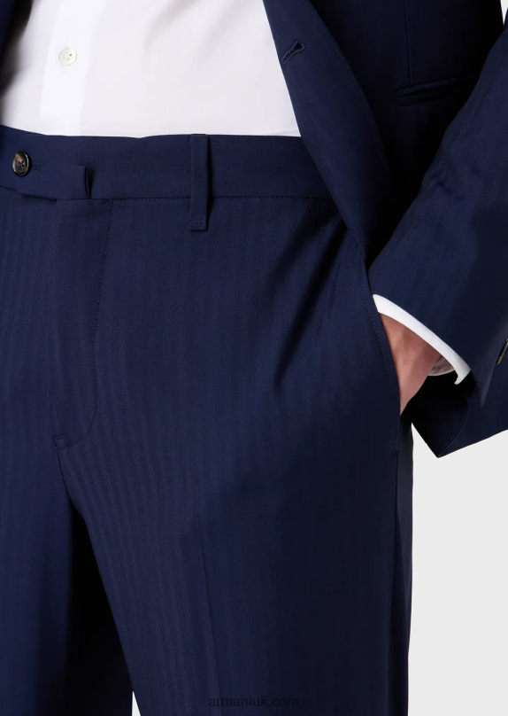 Modern-Fit Single-Breasted Suit In An Ultra-Light Virgin-Wool Blend Solaro Fabric Men VP6Z81464 Armani Blue