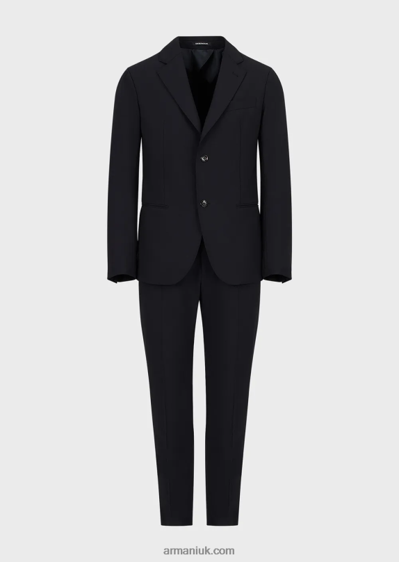 Modern-Fit, Single-Breasted Suit In Compact, Two-Way Stretch Canvas Men VP6Z81468 Armani Navy Blue