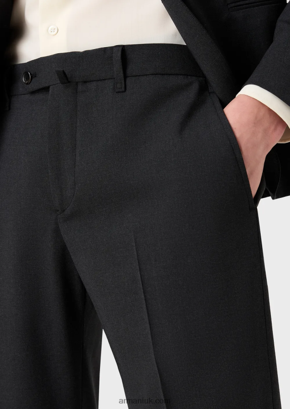 Modern-Fit, Single-Breasted Suit In Compact, Two-Way Stretch Canvas Men VP6Z81469 Armani Dark Gray