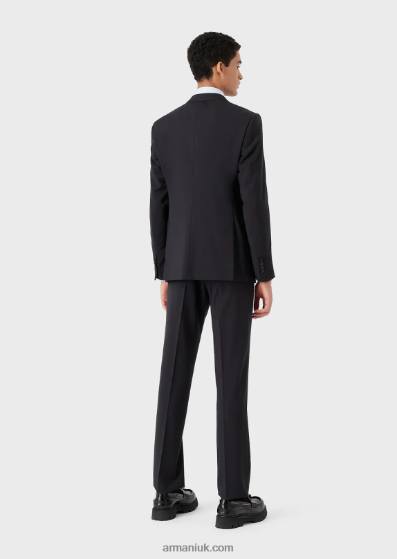 Single-Breasted, Slim-Fit Suit In Natural Stretch Light Wool Men VP6Z81467 Armani Navy Blue