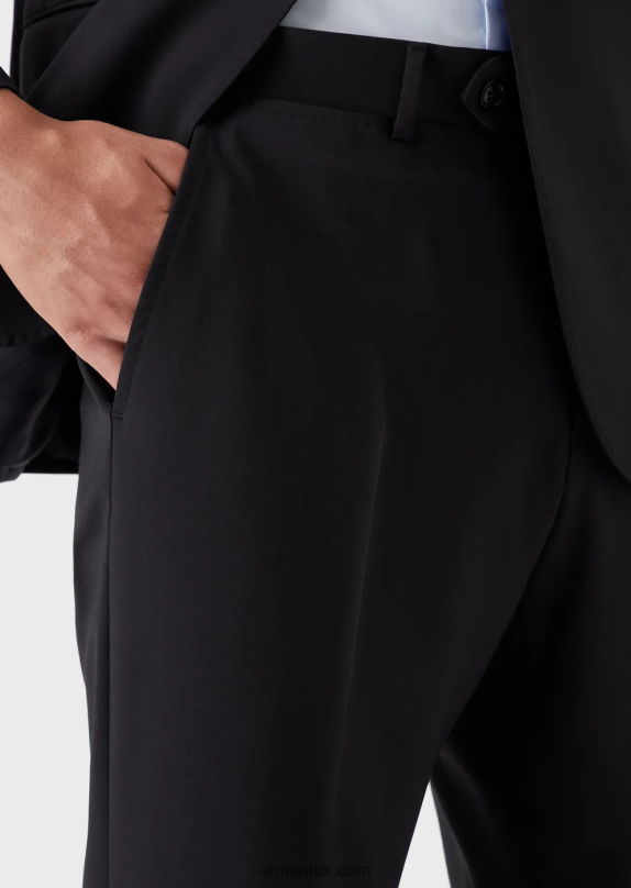 Single-Breasted, Slim-Fit Suit In Natural Stretch Light Wool Men VP6Z81467 Armani Navy Blue