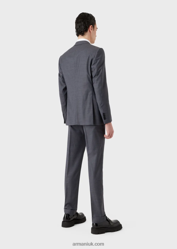 Single-Breasted, Slim-Fit Suit In Striped, Multicoloured Light Wool Men VP6Z81462 Armani Avio