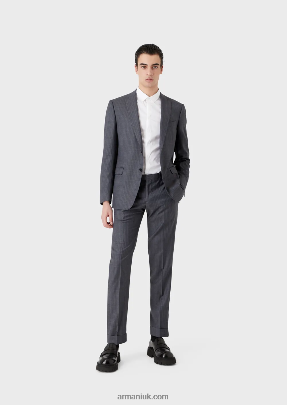 Single-Breasted, Slim-Fit Suit In Striped, Multicoloured Light Wool Men VP6Z81462 Armani Avio