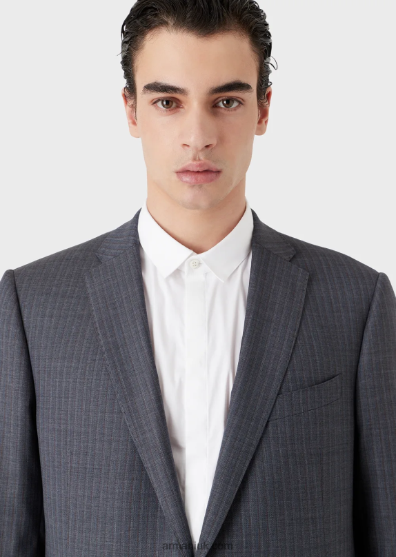 Single-Breasted, Slim-Fit Suit In Striped, Multicoloured Light Wool Men VP6Z81462 Armani Avio