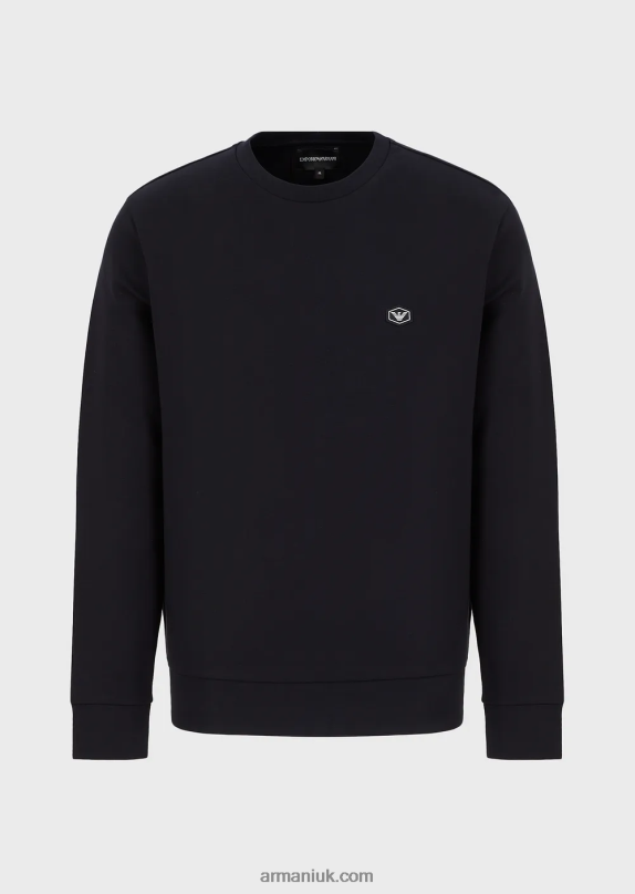 Crew-Neck Sweatshirt With Micro Logo Patch Men VP6Z81430 Armani Navy Blue